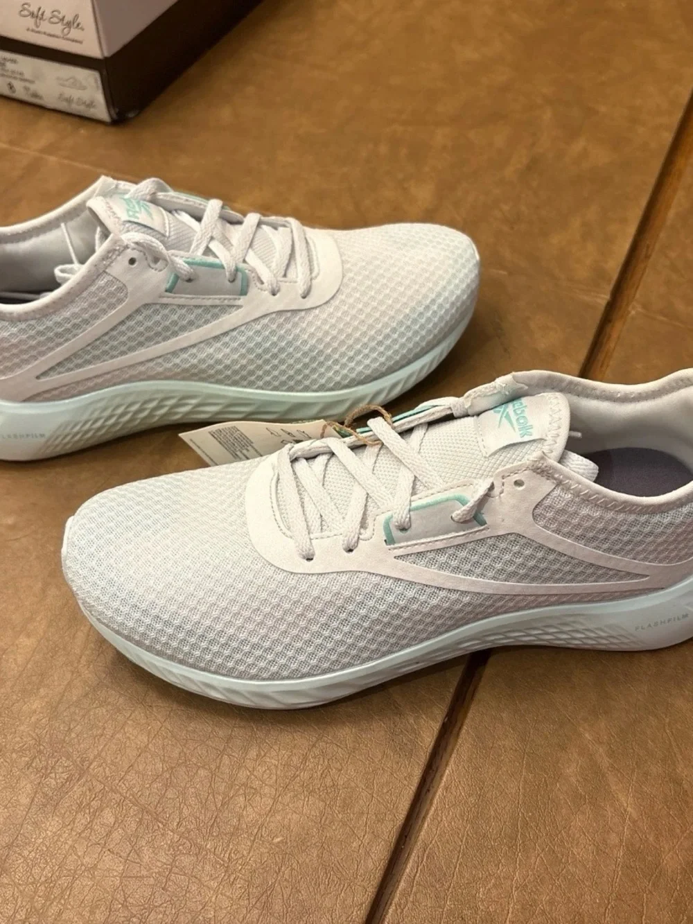 Reebok Women's Mesh Running Shoes in white with Mint Accents